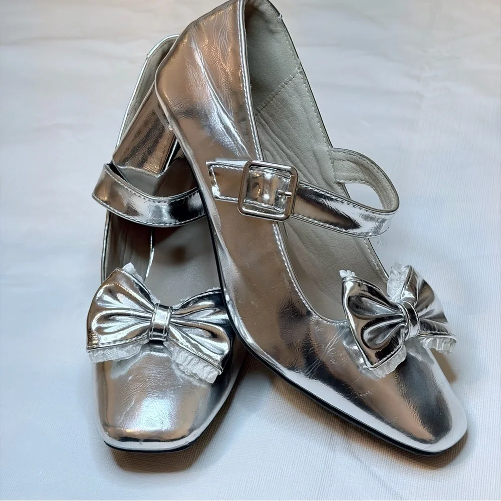 Elegant Silver Bow Heels